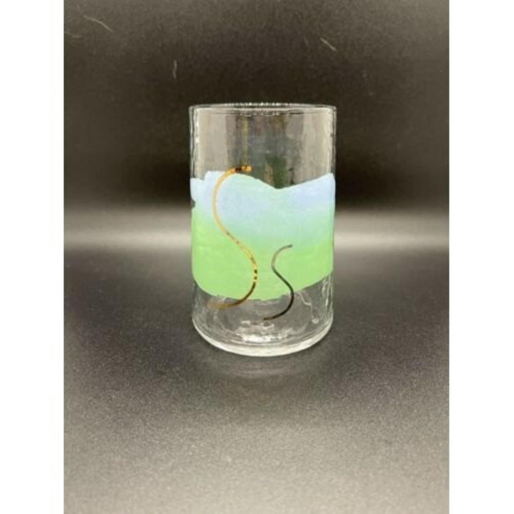 Anthropologie Art Deco Painted Monogram S Initial Juice Glass Tumbler Cup 4.5"